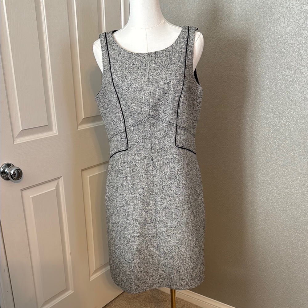 White House Black Market Gray Tweed Midi Dress